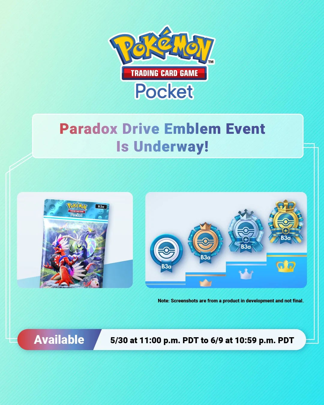 Pokémon TCG Pocket: ¡El evento "Paradox Drive Emblem" ya está aquí para personalizar tu perfil! — PokeWave