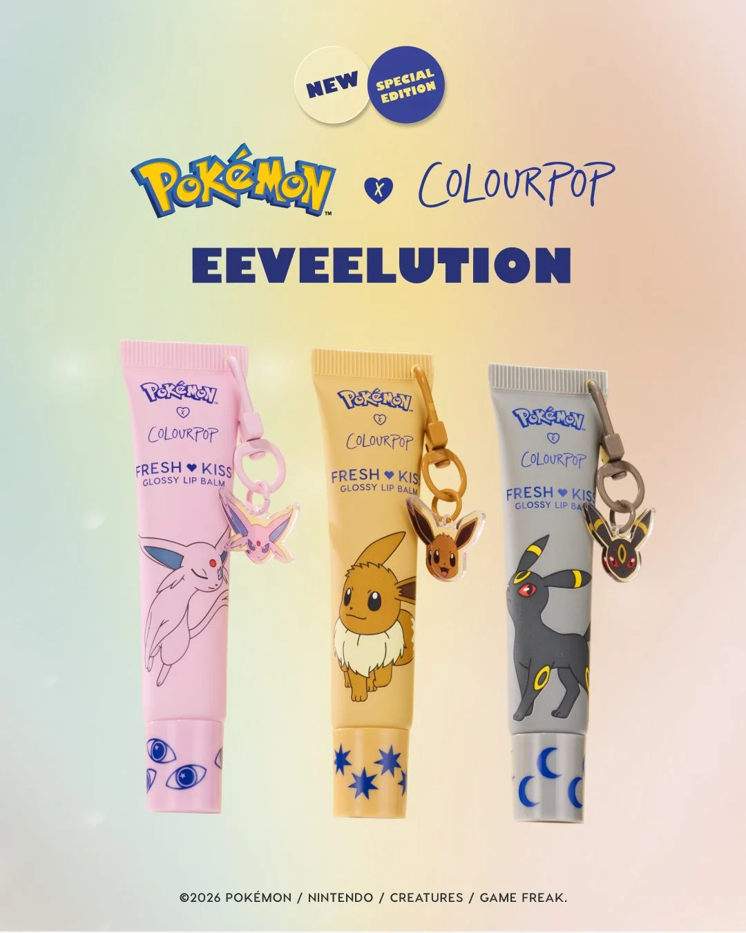 ColourPop Eeveelution Fresh Kiss lip balms