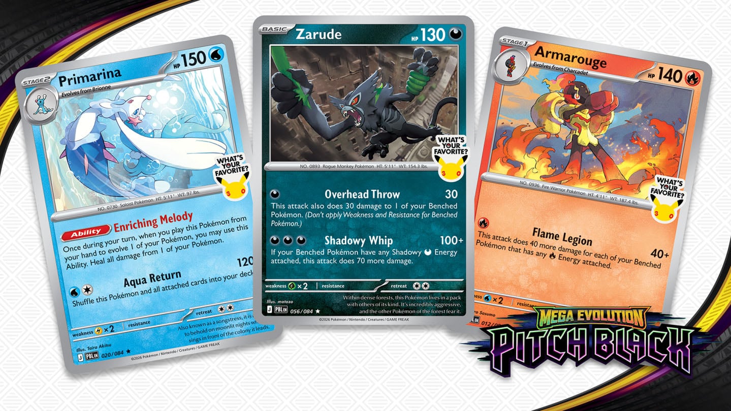 ¡Reveladas las cartas promocionales 'Pitch Black' con sellos especiales del 30 aniversario! — PokeWave