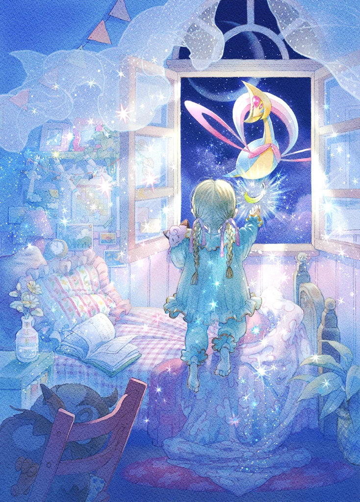 Cresselia entregando una pluma lunar